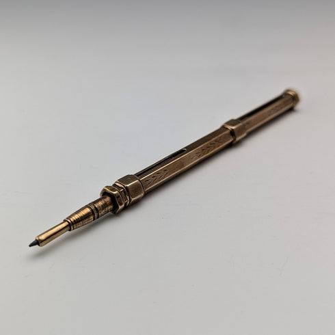 約 1900 年古董鍍金伸縮鉛筆和沾水筆